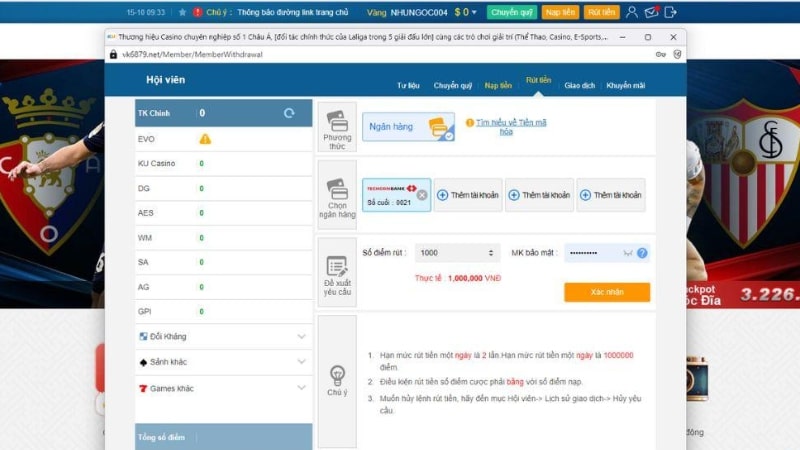 Rút tiền QC6672có hình thức đa dạng cho bet thủ chọn